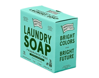 A green product box for household laundry detergent and soap