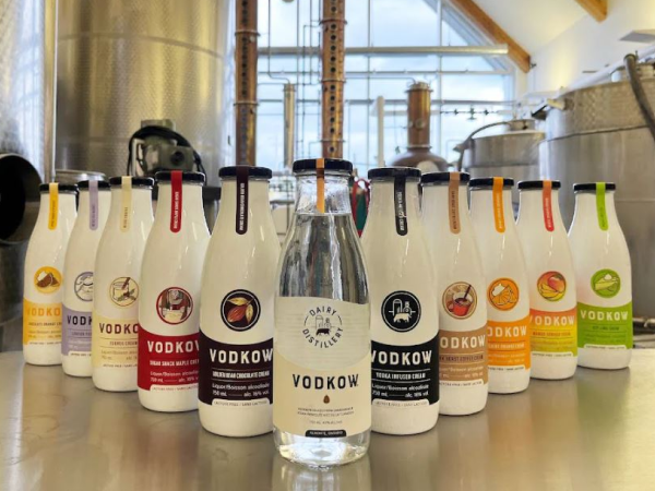 Vodkow's craft beverages with roll labels