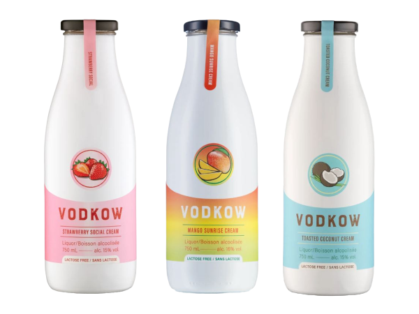 Vodkow's craft beverages with roll labels